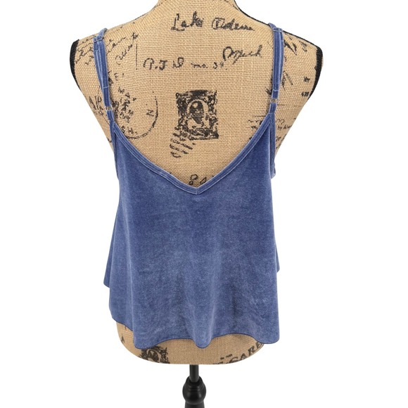 PINK Victoria's Secret Velvet Camisole Top Blue Dog Logo Adjustable Straps M - Picture 4 of 8